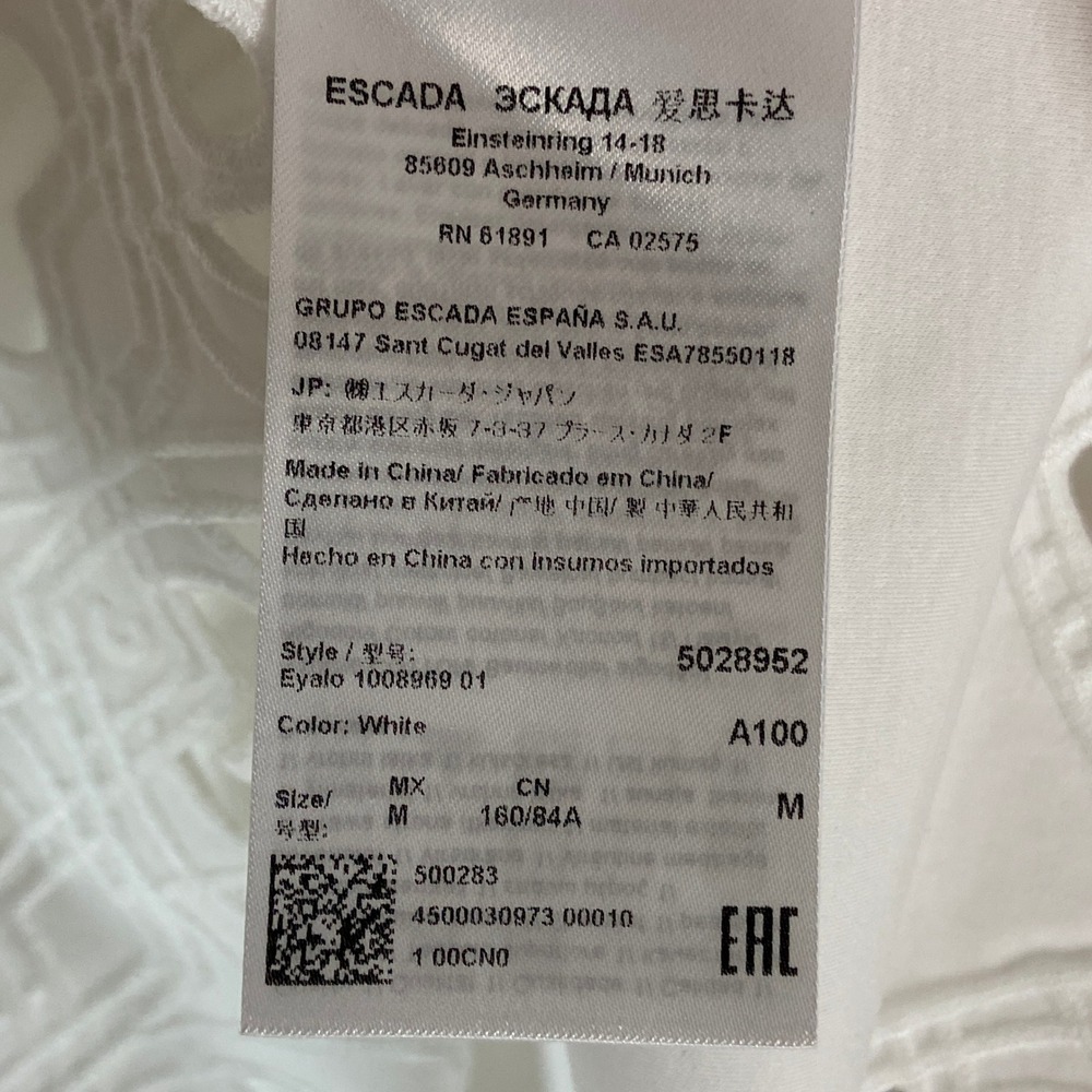 Escada Sport White Eyelet Trim T Shirt Top Cotton Womens Medium Relaxed Fit - Picture 4 of 7